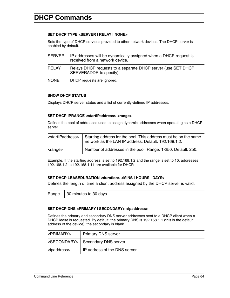 Dhcp commands | Eicon Networks Diva 2440 User Manual | Page 64 / 94