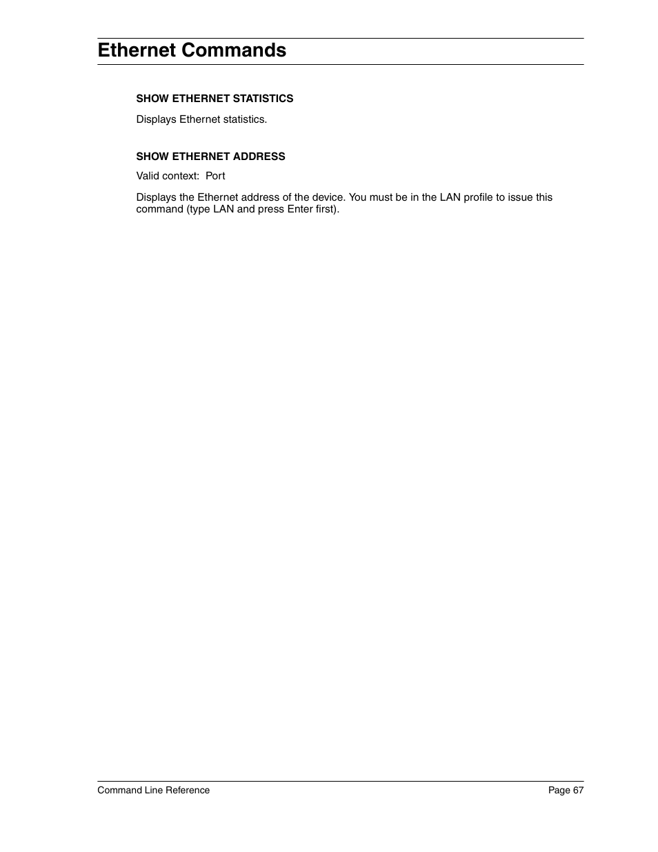 Ethernet commands | Eicon Networks Diva 2440 User Manual | Page 67 / 94