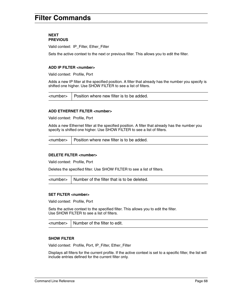 Filter commands | Eicon Networks Diva 2440 User Manual | Page 68 / 94