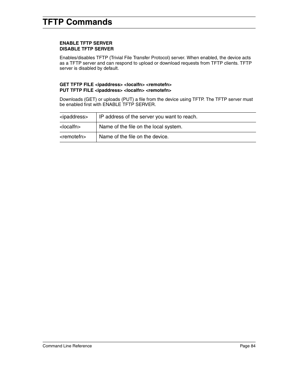 Tftp commands | Eicon Networks Diva 2440 User Manual | Page 84 / 94