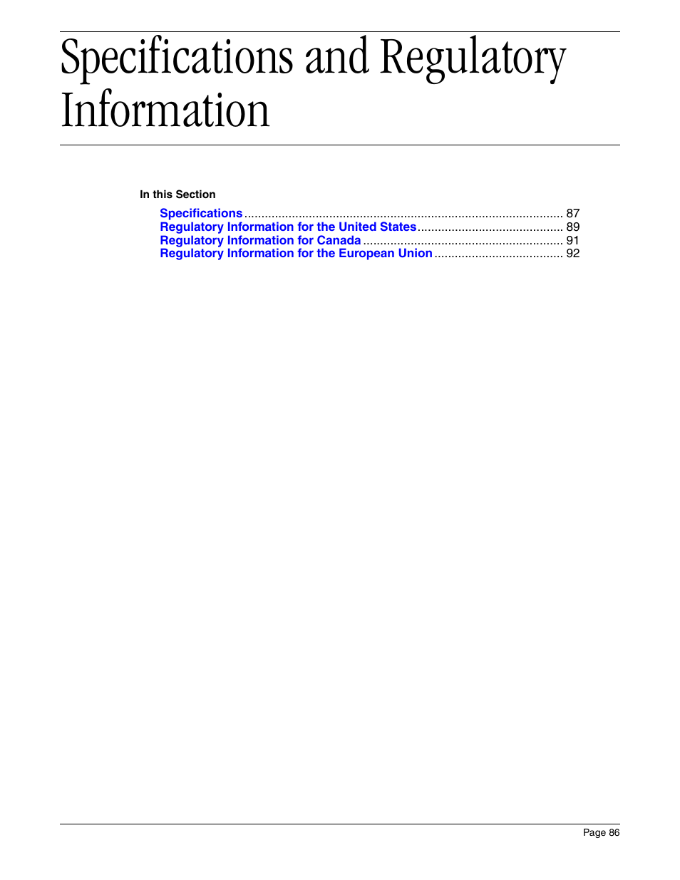 Specifications and regulatory information | Eicon Networks Diva 2440 User Manual | Page 86 / 94