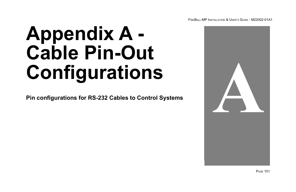Appendix a - cable pin-out configurations | Escient MP-100 User Manual | Page 101 / 161