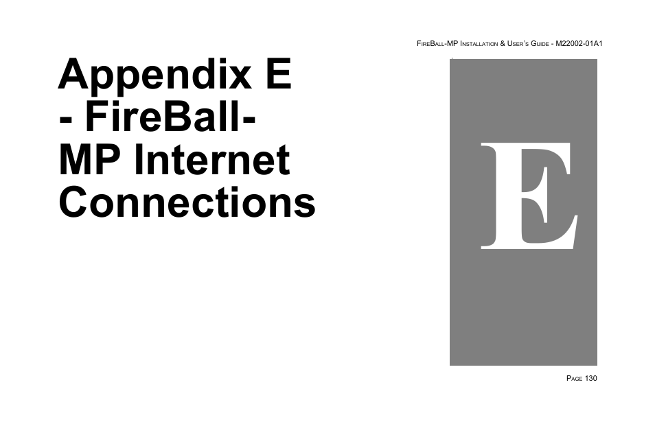 Appendix e - fireball-mp internet connections, Appendix e - fireball- mp internet connections | Escient MP-100 User Manual | Page 130 / 161