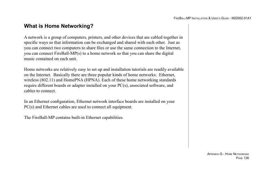 What is home networking | Escient MP-100 User Manual | Page 136 / 161