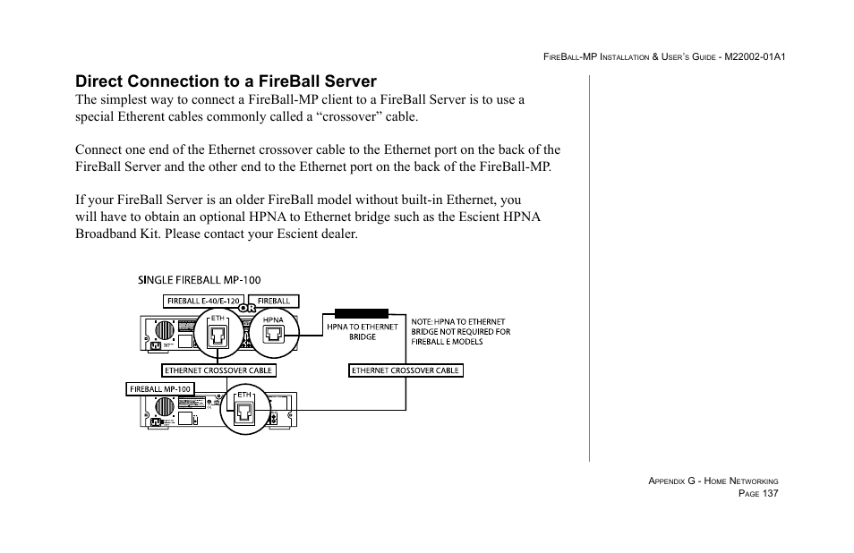 Direct connection to a fireball server | Escient MP-100 User Manual | Page 137 / 161