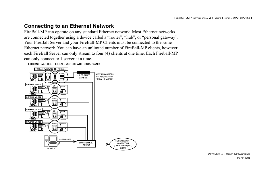 Connecting to an ethernet network | Escient MP-100 User Manual | Page 138 / 161