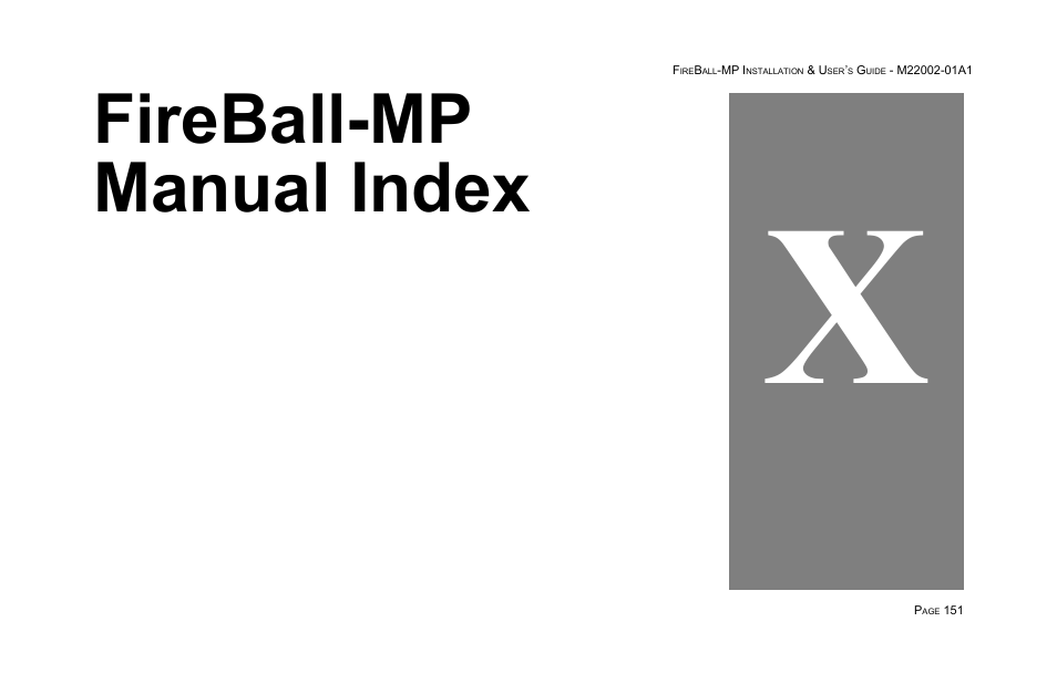 Fireball-mp manual index | Escient MP-100 User Manual | Page 151 / 161