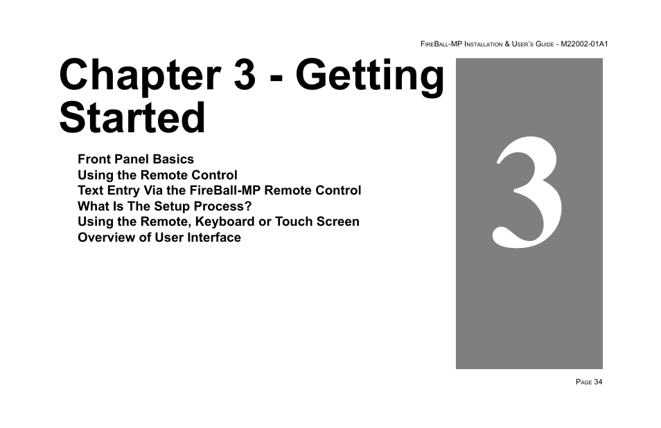 Chapter 3 - getting started | Escient MP-100 User Manual | Page 34 / 161