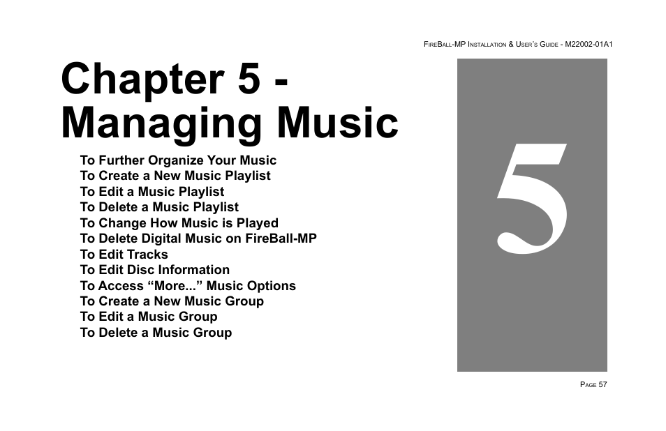 Chapter 5 - managing music | Escient MP-100 User Manual | Page 57 / 161