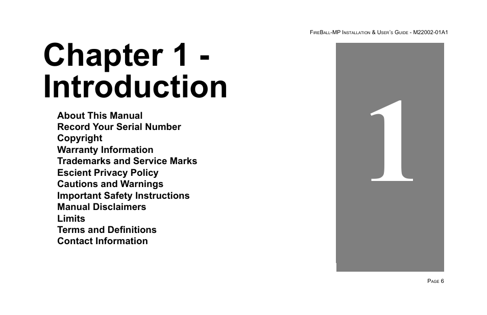 Chapter 1 - introduction | Escient MP-100 User Manual | Page 6 / 161