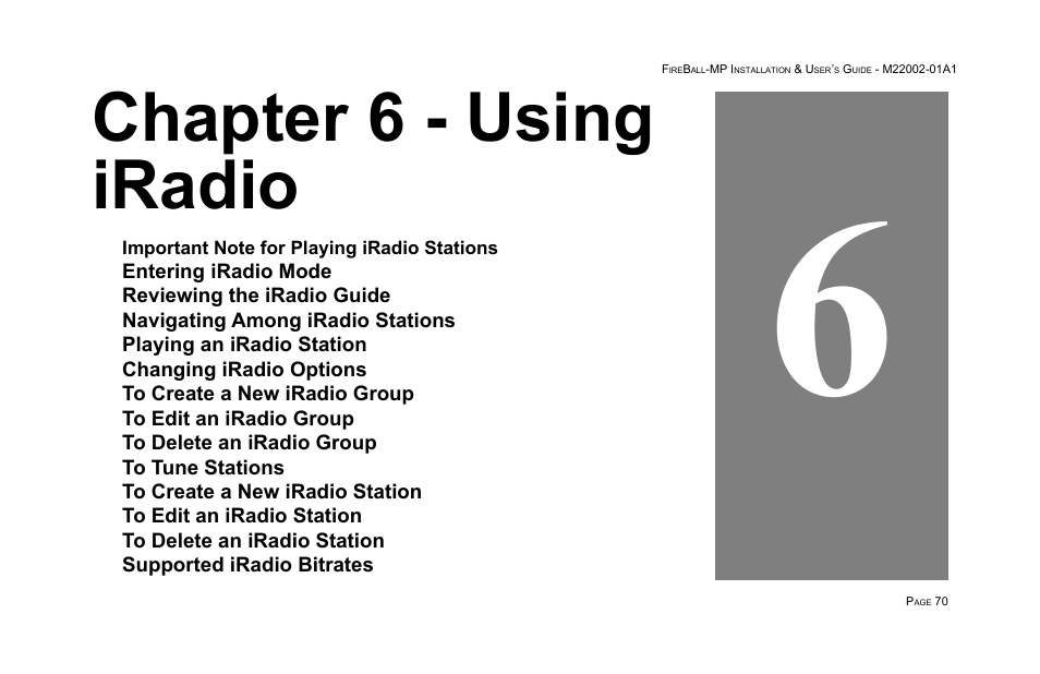 Chapter 6 - using iradio | Escient MP-100 User Manual | Page 70 / 161