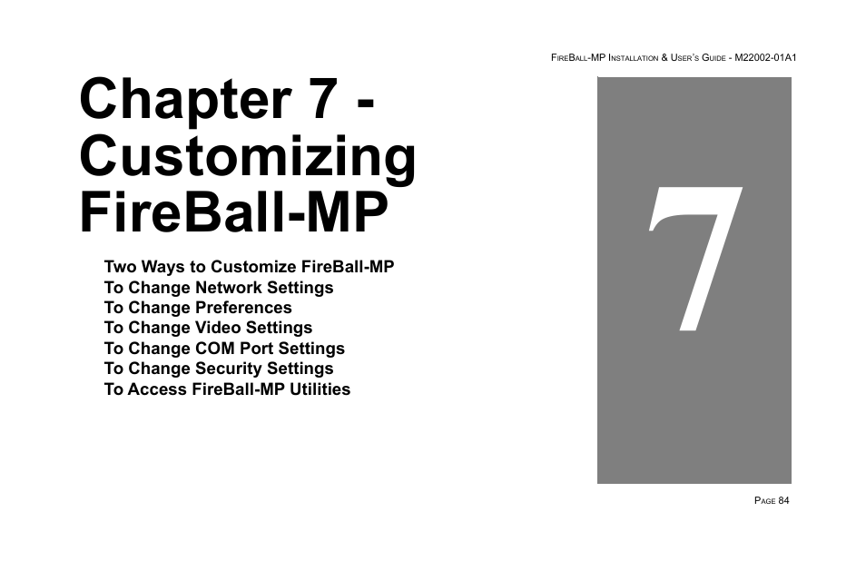 Chapter 7 - customizing fireball-mp | Escient MP-100 User Manual | Page 84 / 161