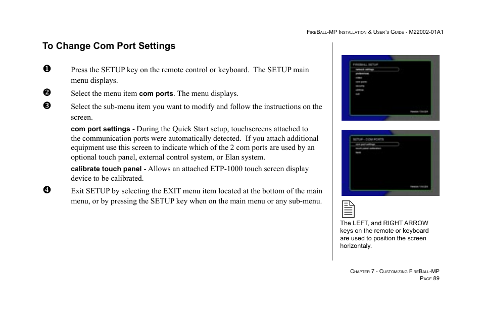 To change com port settings | Escient MP-100 User Manual | Page 89 / 161