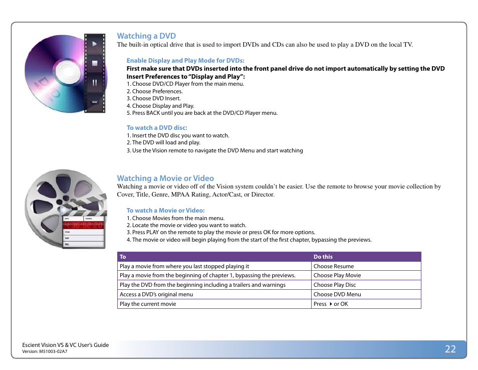 Escient VISION M51003-02A7 User Manual | Page 22 / 42