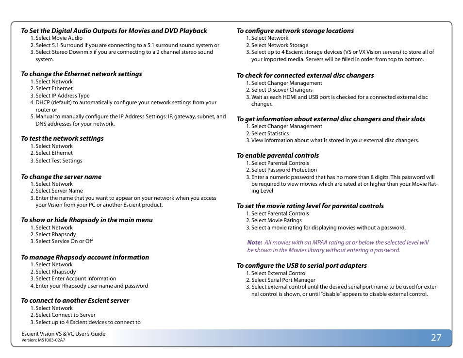 Escient VISION M51003-02A7 User Manual | Page 27 / 42