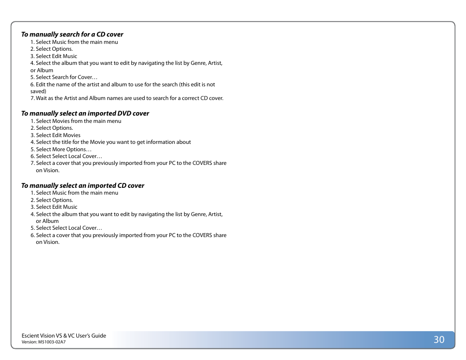 Escient VISION M51003-02A7 User Manual | Page 30 / 42