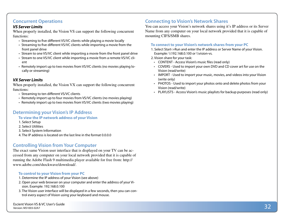 Escient VISION M51003-02A7 User Manual | Page 32 / 42