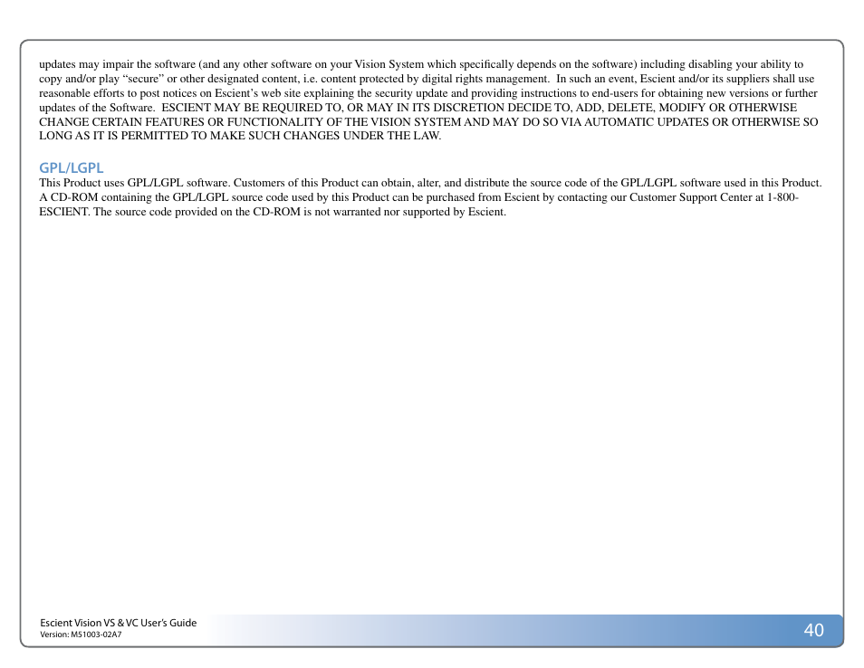 Escient VISION M51003-02A7 User Manual | Page 40 / 42
