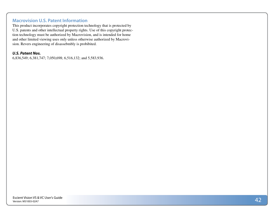 Escient VISION M51003-02A7 User Manual | Page 42 / 42