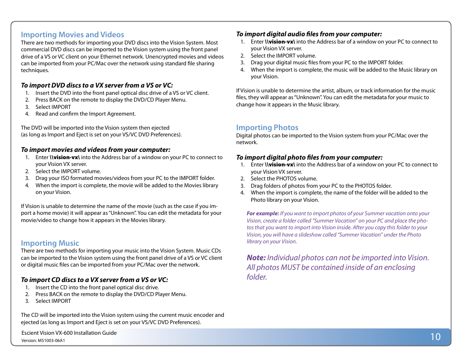 Escient Vision VX User Manual | Page 10 / 22