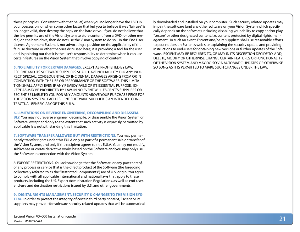 Escient Vision VX User Manual | Page 21 / 22