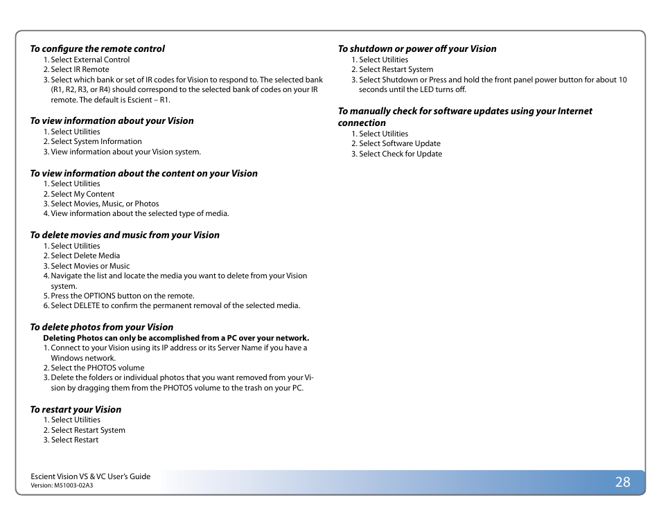 Escient VISION M51003-02A3 User Manual | Page 28 / 41