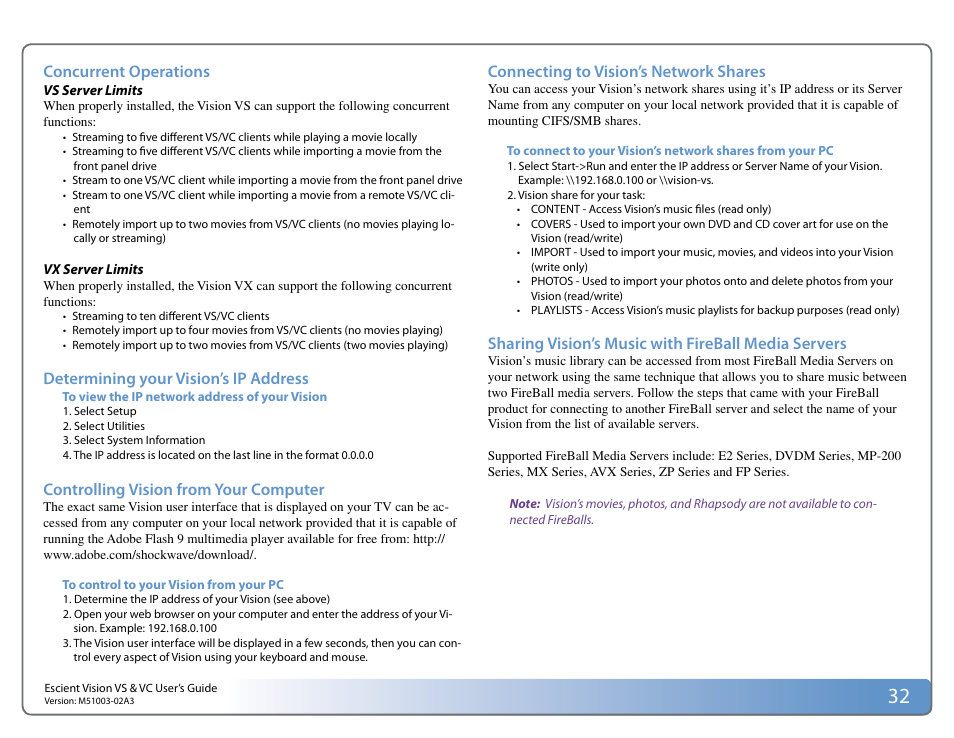 Escient VISION M51003-02A3 User Manual | Page 32 / 41