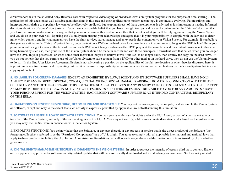 Escient VISION M51003-02A3 User Manual | Page 39 / 41