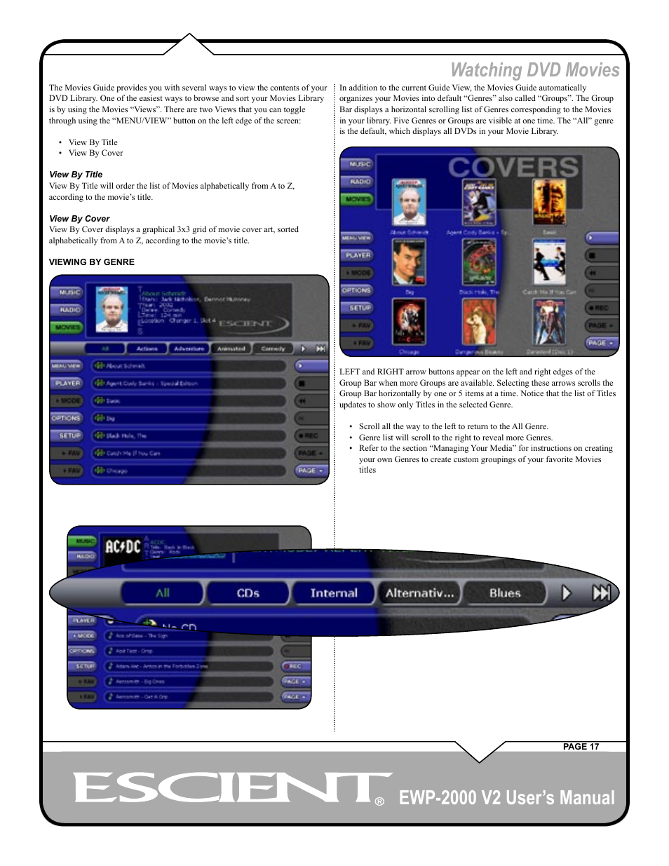 Watching dvd movies | Escient EWP-2000 V2 User Manual | Page 17 / 44