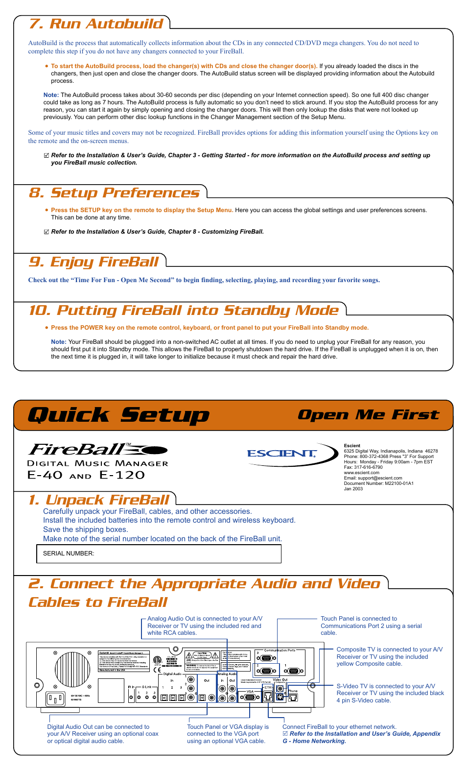 Escient E-120 User Manual | 2 pages