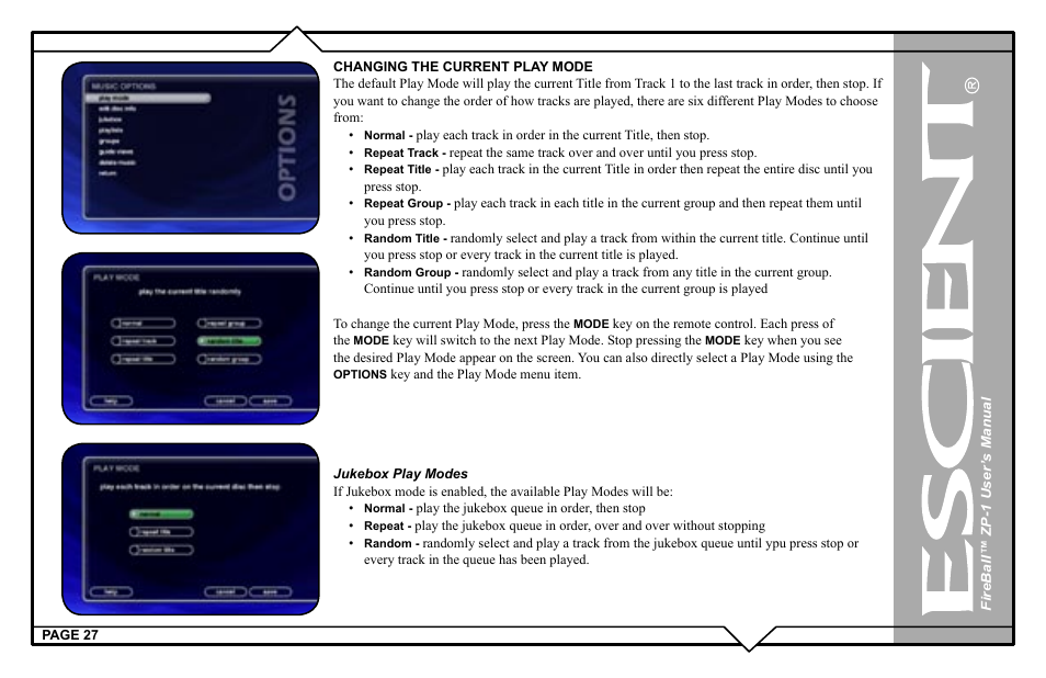 Escient ZP-'1 User Manual | Page 27 / 77