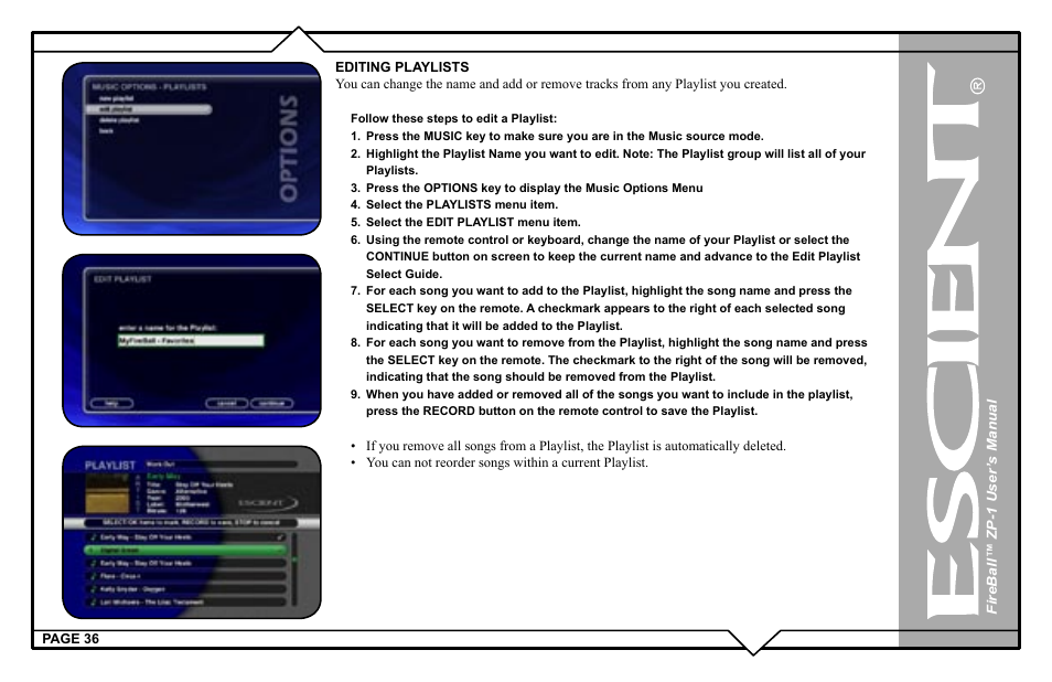 Escient ZP-'1 User Manual | Page 36 / 77