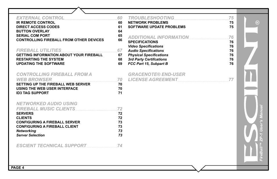 Escient ZP-'1 User Manual | Page 4 / 77