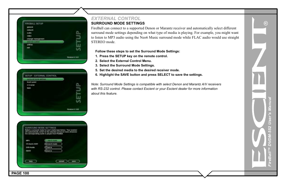 External control | Escient DVDN-552 User Manual | Page 100 / 125