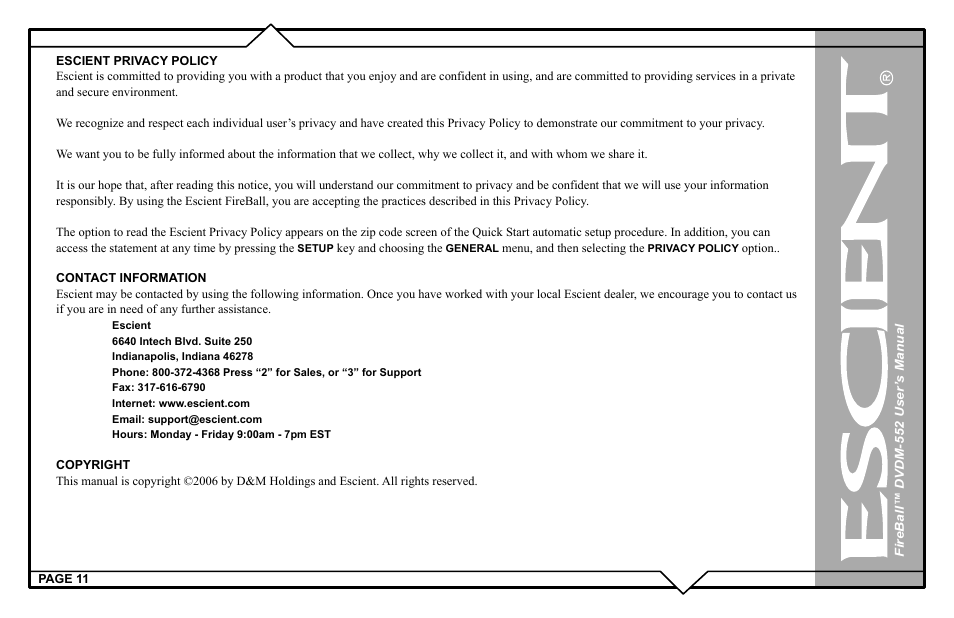 Escient DVDN-552 User Manual | Page 11 / 125