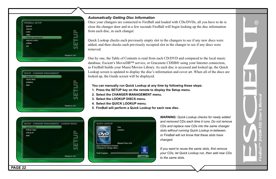 Escient DVDN-552 User Manual | Page 22 / 125