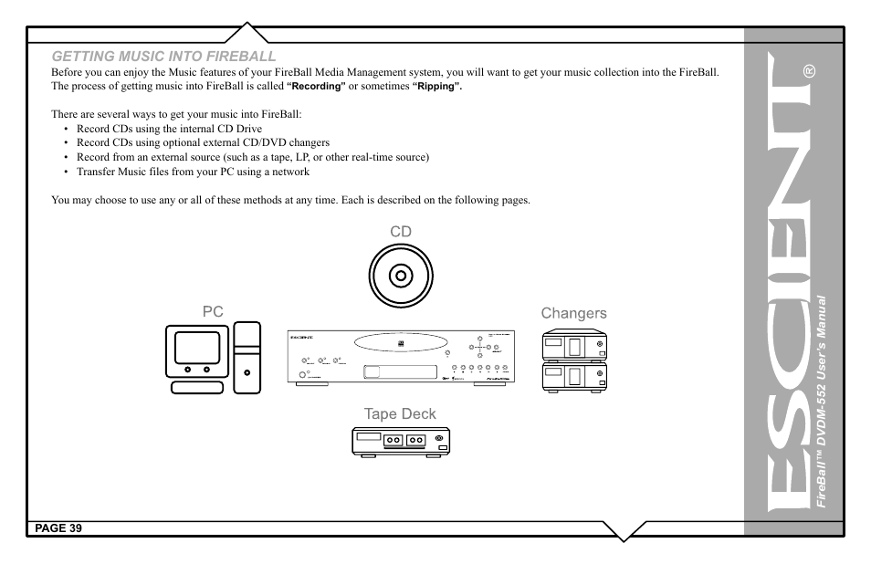 Getting music into fireball | Escient DVDN-552 User Manual | Page 39 / 125