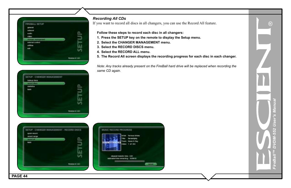 Escient DVDN-552 User Manual | Page 44 / 125