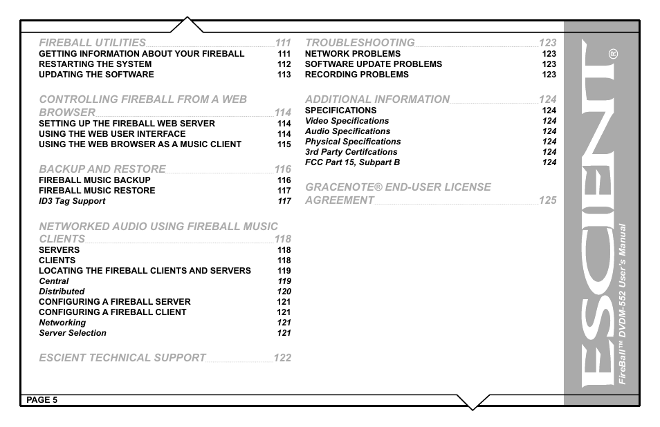 Escient DVDN-552 User Manual | Page 5 / 125