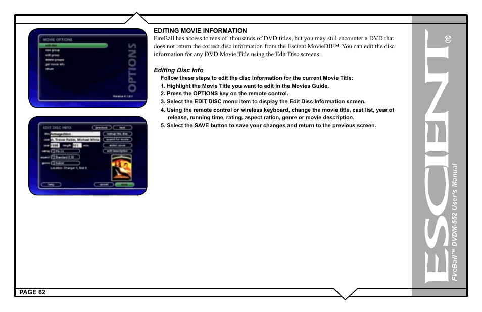 Escient DVDN-552 User Manual | Page 62 / 125