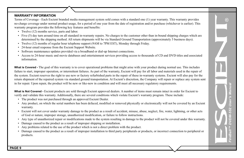 Escient DVDN-552 User Manual | Page 9 / 125