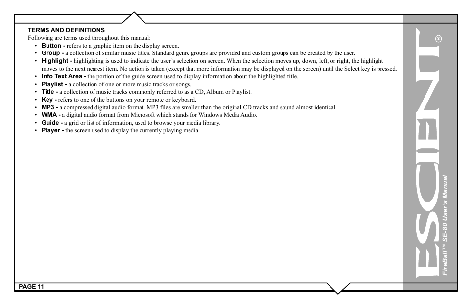 Escient SE-80 User Manual | Page 11 / 92
