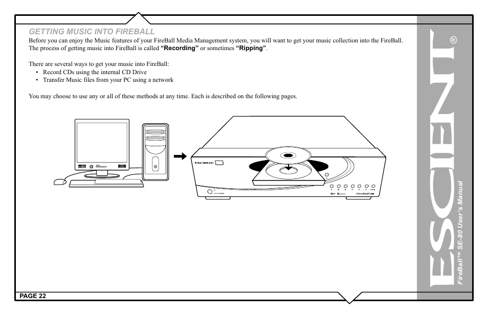 Getting music into fireball | Escient SE-80 User Manual | Page 22 / 92