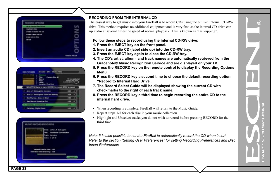 Escient SE-80 User Manual | Page 23 / 92