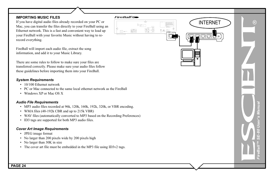 Internet | Escient SE-80 User Manual | Page 24 / 92