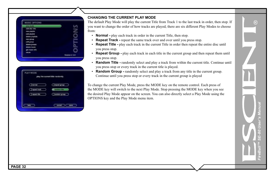 Escient SE-80 User Manual | Page 32 / 92