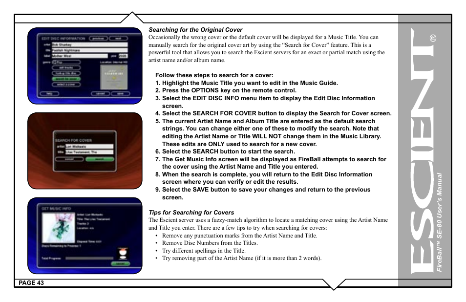 Escient SE-80 User Manual | Page 43 / 92