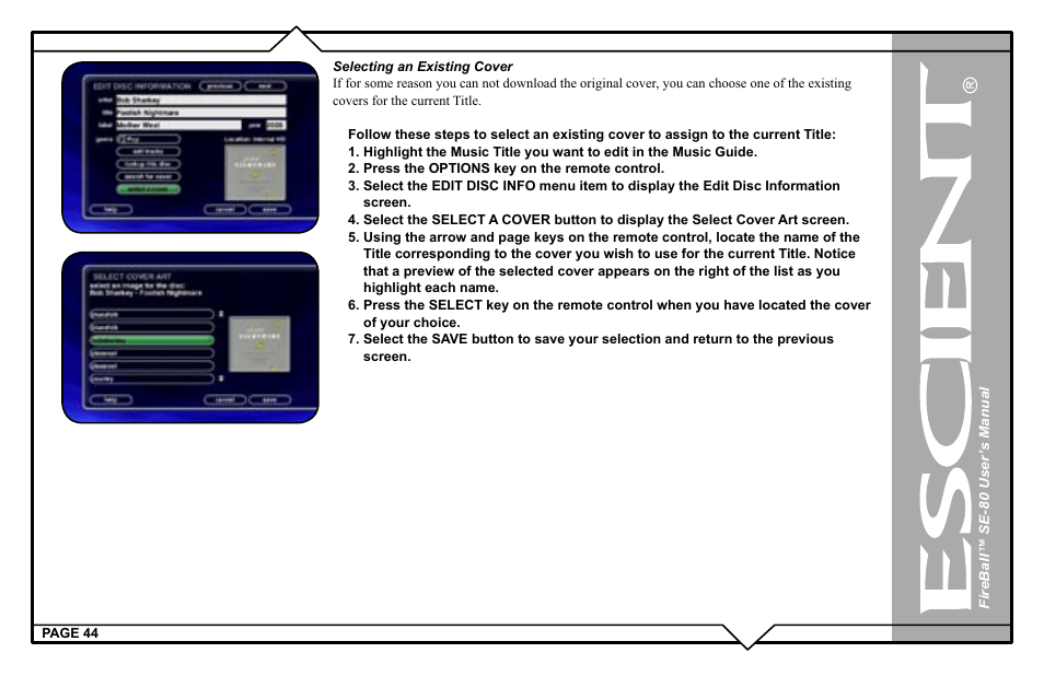 Escient SE-80 User Manual | Page 44 / 92