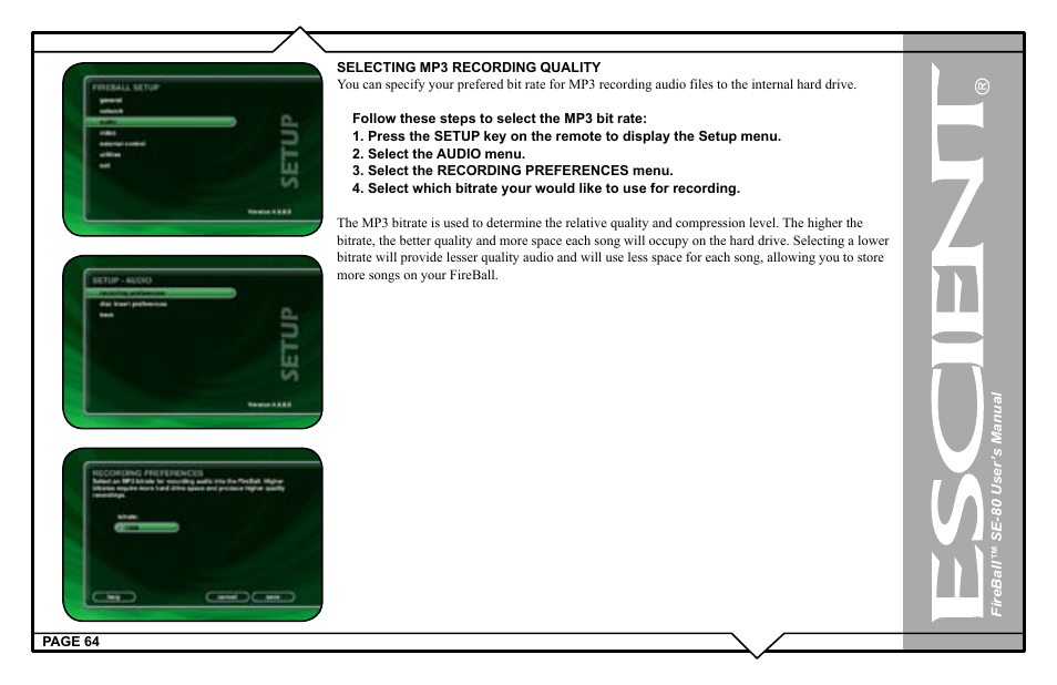 Escient SE-80 User Manual | Page 64 / 92