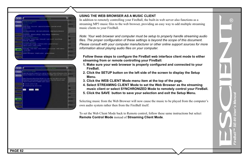 Escient SE-80 User Manual | Page 82 / 92